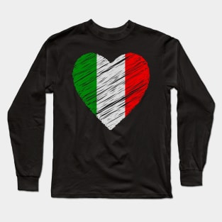 In this picture we see a heart in the shape of the Italian flag. Long Sleeve T-Shirt